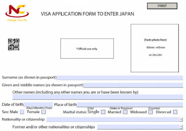 cách điền đơn xin visa Nhật có mã code