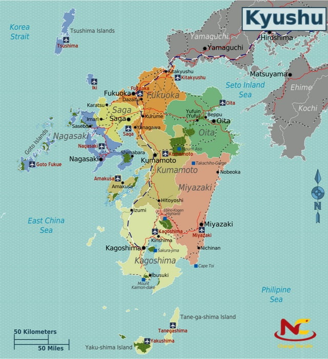 Bản đồ Nhật bản vùng Kyushu