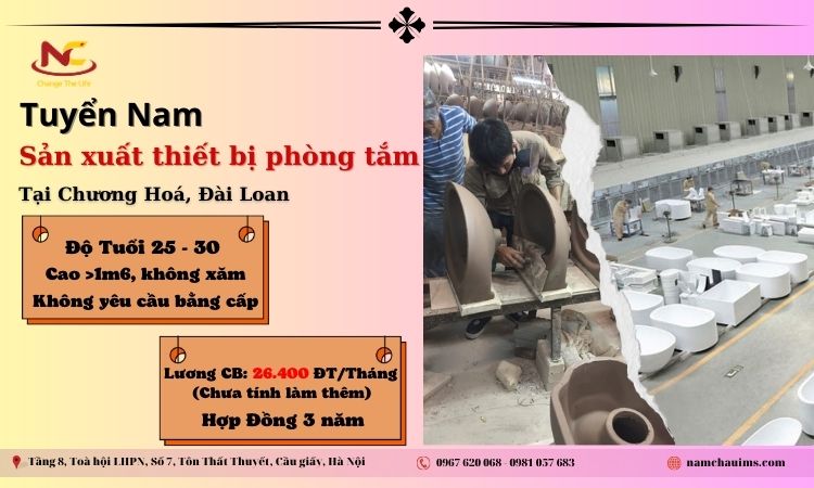 Thông báo tuyển đơn sản xuất thiết bị nhà tắm Đài