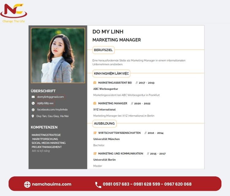 cv xin việc tiếng đức mẫu cv tiếng đức chuẩn