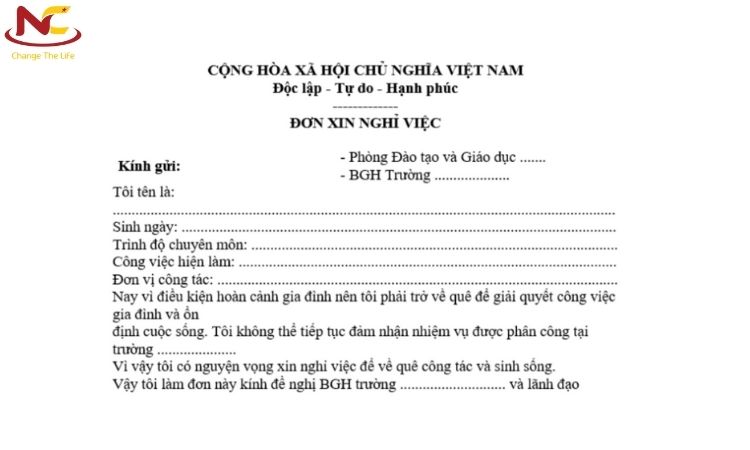 đơn xin nghỉ việc word đơn xin nghỉ việc công ty