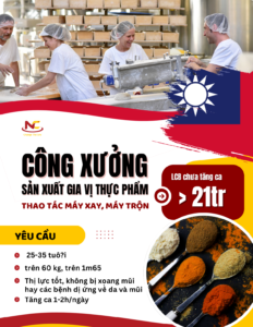 Tuyển 3 Nam đơn hàng công xưởng sản xuất gia vị, thực phẩm