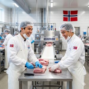 Tuyển 30 công nhân chế biến thịt lợn tại Nauy. Lương cơ bản 25 Eur/giờ.