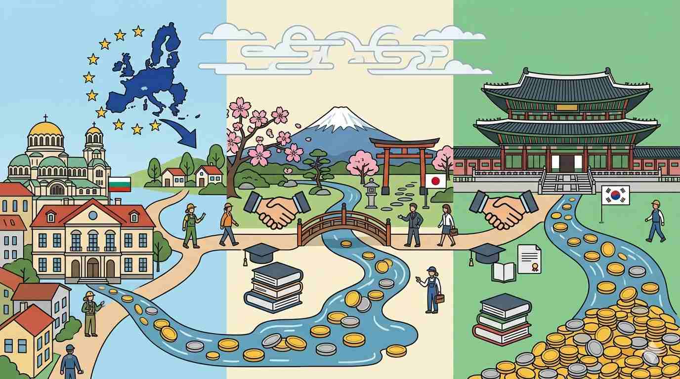 So sánh xuất khẩu lao động Bulgaria với Nhật Bản, Hàn Quốc